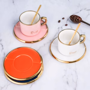 Minimalist Ceramic Mug Saucer Set